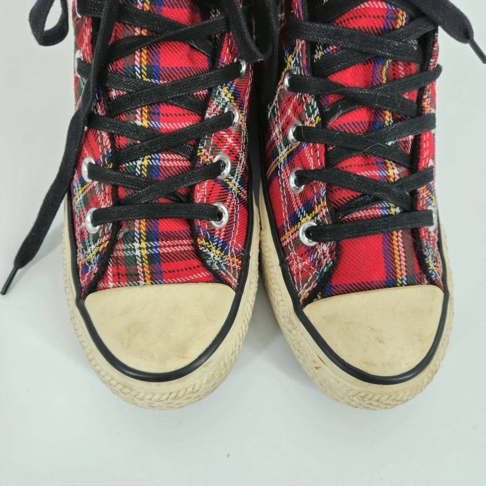 Converse Chuck Taylor All Stars Red Plaid Tartan US Mens 5.5 Womens 7.5 Skate